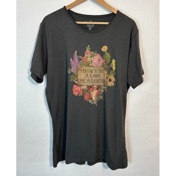 Junk Gypsy Graphic T-shirt Womens XXL Don't Be A Lady Floral Short Sleeve Cotton - Picture 2 of 7